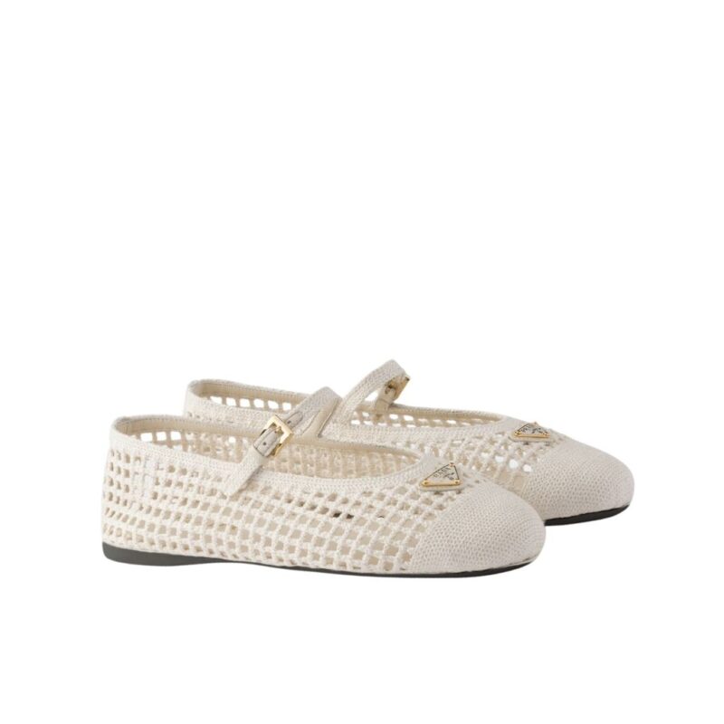 Prada Crochet Ballerinas White 1F364O 2F46 F0304 F 005