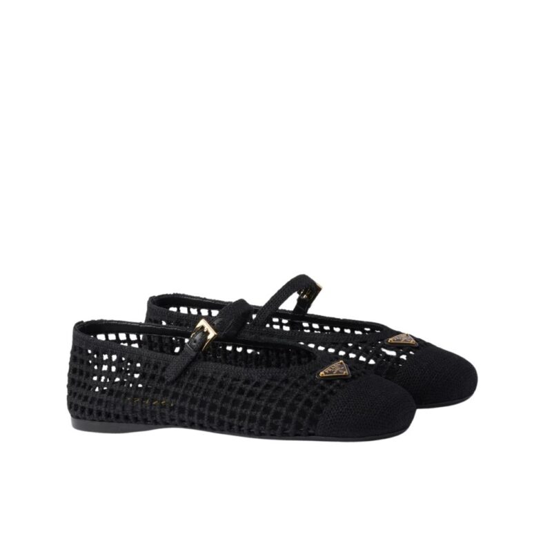 Prada Crochet Ballerinas Black 1F364O 2F46 F0002 F 005