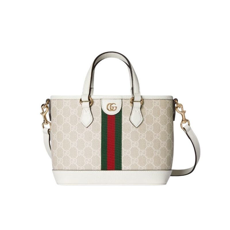 Gucci Ophidia Small GG Monogram Tote Bag Beige And White 22Cm 836848 FAE0J 9643