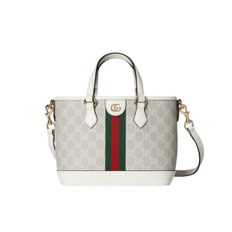 Gucci Ophidia Small GG Monogram Tote Beige And White 22Cm 836848 FAE0J 9643