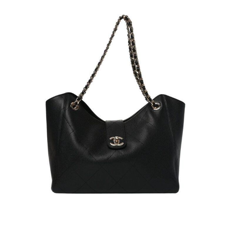 Chanel Maxi Large Grained Leather Large Shopping Bag Black 30 cm