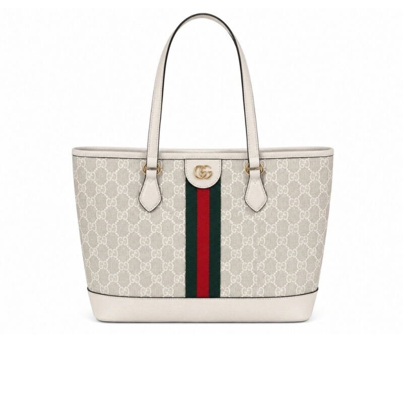 Gucci Ophidia Medium GG Monogram Tote Bag Beige And White 31Cm 836849 FAE0J 9643