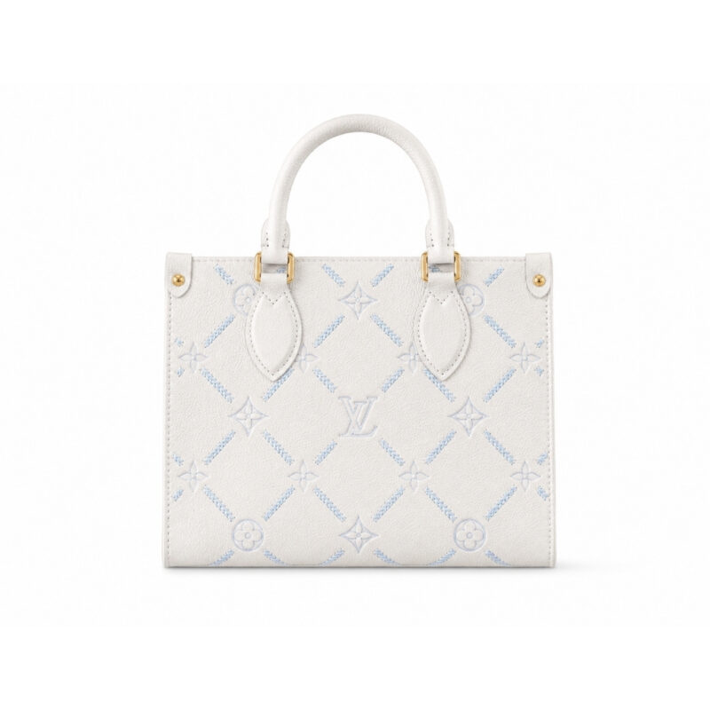 Louis Vuitton Onthego PM Monogram Empreint Couturee Handbag Ivory 25cm