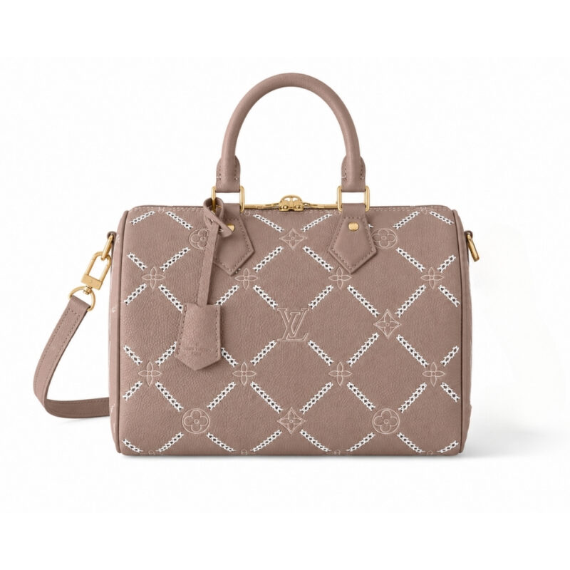 Louis Vuitton Speedy Bandouliere 30 Monogram Empreinte Couture Handbag Hazelnut 30cm