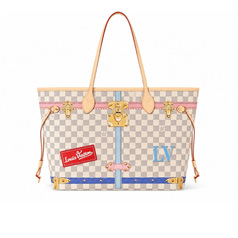 Louis Vuitton Summer Trunks Neverfull MM Damier Azur Tote Bag Multicolor 32cm
