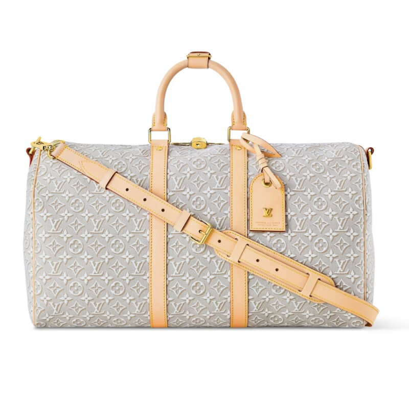 Louis Vuitton Keepall Bandouliere 45 Monogram Emblème Travel Bag Gray 45cm M29670