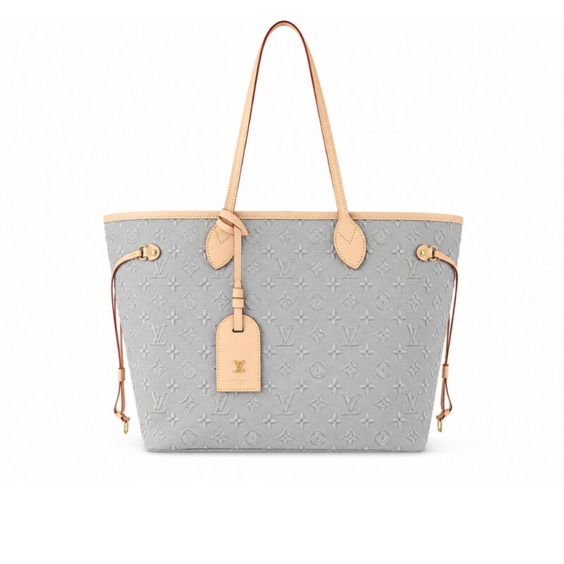 Louis Vuitton Neverfull MM Monogram Emblème Tote Bag Gray 32cm
